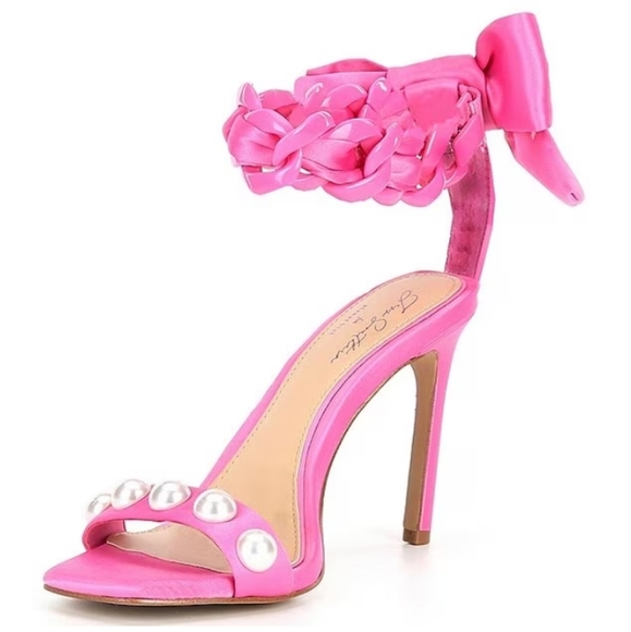 ANTONIO MELANI x Jess Southern Jean Pearl Studded Bow Chain Dress Sandals SZ 9.5 - Picture 3 of 16